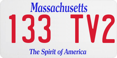 MA license plate 133TV2