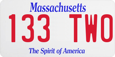 MA license plate 133TW0