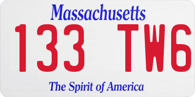 MA license plate 133TW6