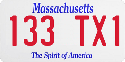 MA license plate 133TX1