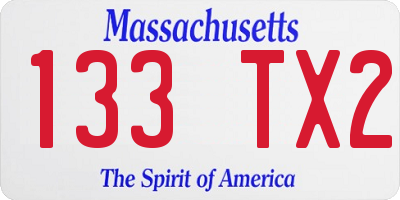 MA license plate 133TX2