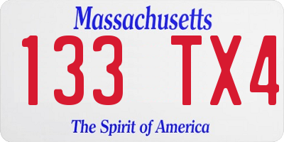 MA license plate 133TX4