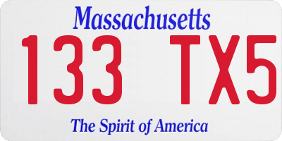 MA license plate 133TX5