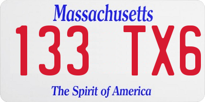 MA license plate 133TX6