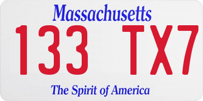 MA license plate 133TX7