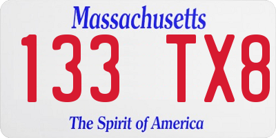 MA license plate 133TX8