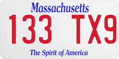 MA license plate 133TX9