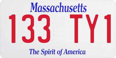 MA license plate 133TY1