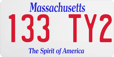 MA license plate 133TY2