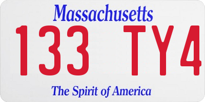 MA license plate 133TY4