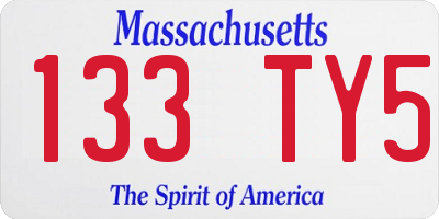 MA license plate 133TY5