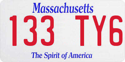 MA license plate 133TY6