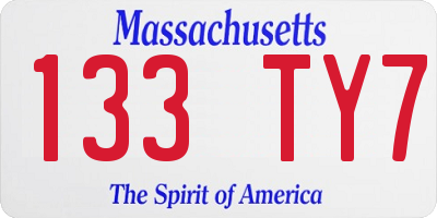 MA license plate 133TY7