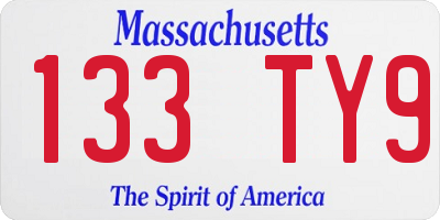 MA license plate 133TY9