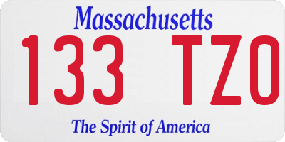 MA license plate 133TZ0