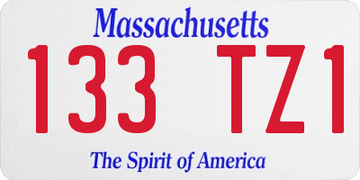 MA license plate 133TZ1