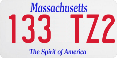 MA license plate 133TZ2