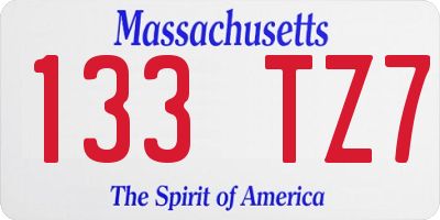 MA license plate 133TZ7