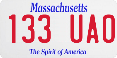 MA license plate 133UA0