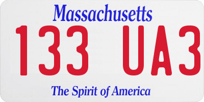 MA license plate 133UA3