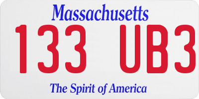 MA license plate 133UB3