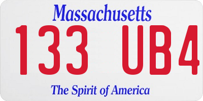 MA license plate 133UB4