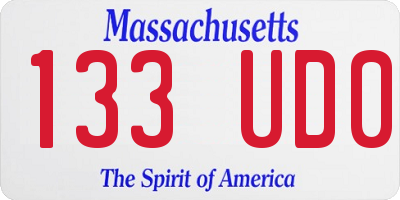 MA license plate 133UD0
