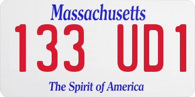 MA license plate 133UD1