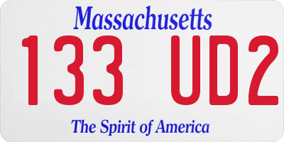 MA license plate 133UD2