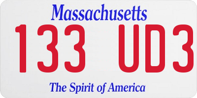 MA license plate 133UD3