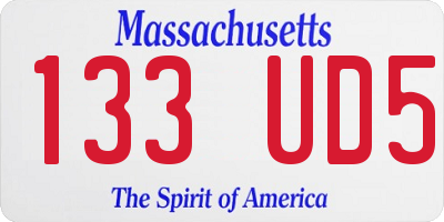 MA license plate 133UD5