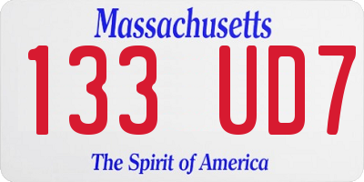 MA license plate 133UD7