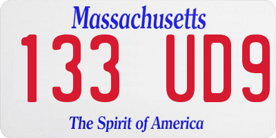 MA license plate 133UD9