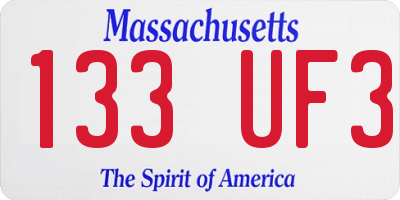 MA license plate 133UF3
