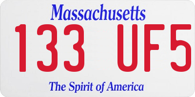 MA license plate 133UF5