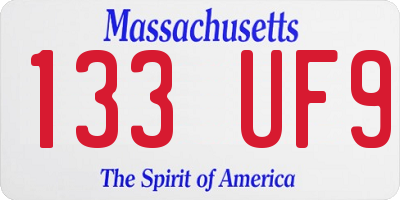 MA license plate 133UF9