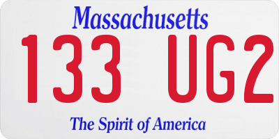 MA license plate 133UG2