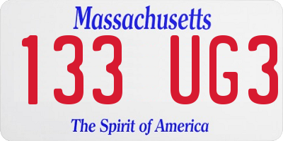 MA license plate 133UG3