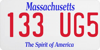 MA license plate 133UG5