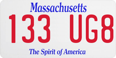MA license plate 133UG8