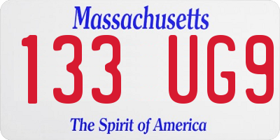 MA license plate 133UG9
