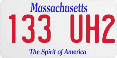 MA license plate 133UH2