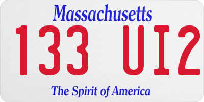 MA license plate 133UI2