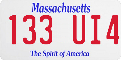 MA license plate 133UI4