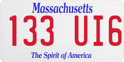MA license plate 133UI6