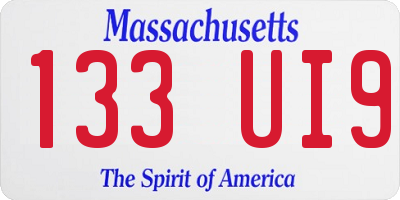 MA license plate 133UI9