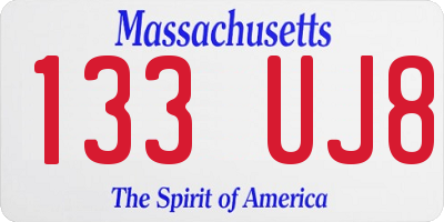 MA license plate 133UJ8