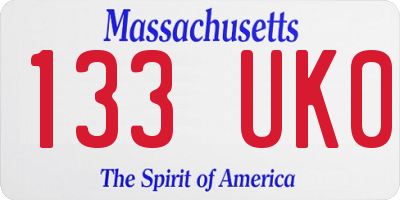 MA license plate 133UK0