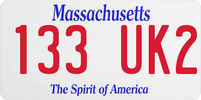 MA license plate 133UK2