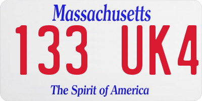 MA license plate 133UK4